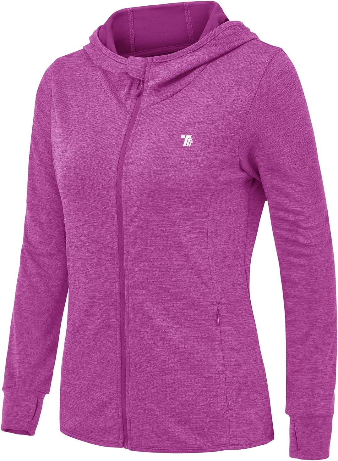 donhobo Women's Running Jackets with Thumb Hole,Long Sleeve Gym Sport Zip Up Hoo...