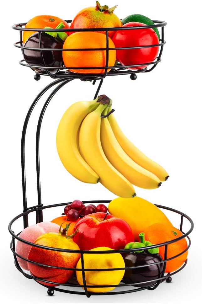 Auledio Iron 2-Tier Countertop Fruit Vegetables Ba...
