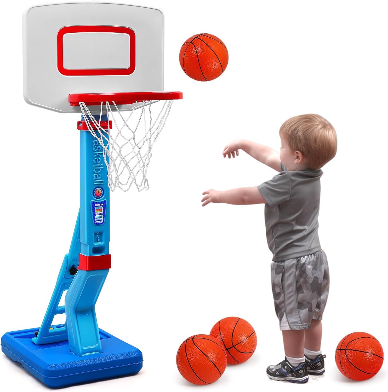 SUPER JOY Toddler Basketball Hoop Height Adjustable Kids Basketball Hoop for Ind...