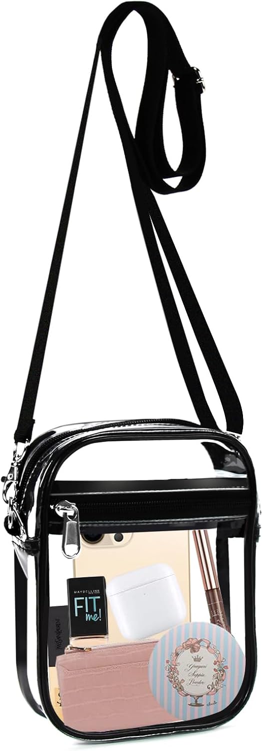 Fibrdoo Clear Crossbody Purse Bag, Clear Bag Stadium Approved with Front Pocket...