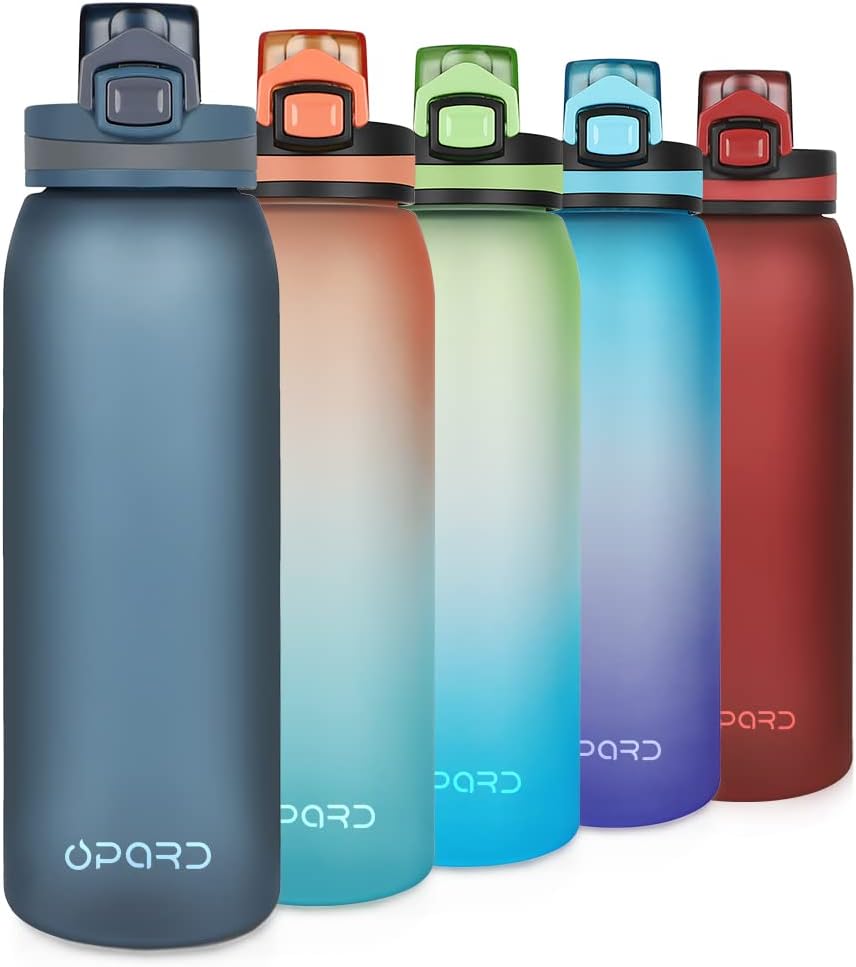 Opard 30oz Sports Water Bottle with Leak Proof Flip Top Lid BPA Free Tritan Reus...