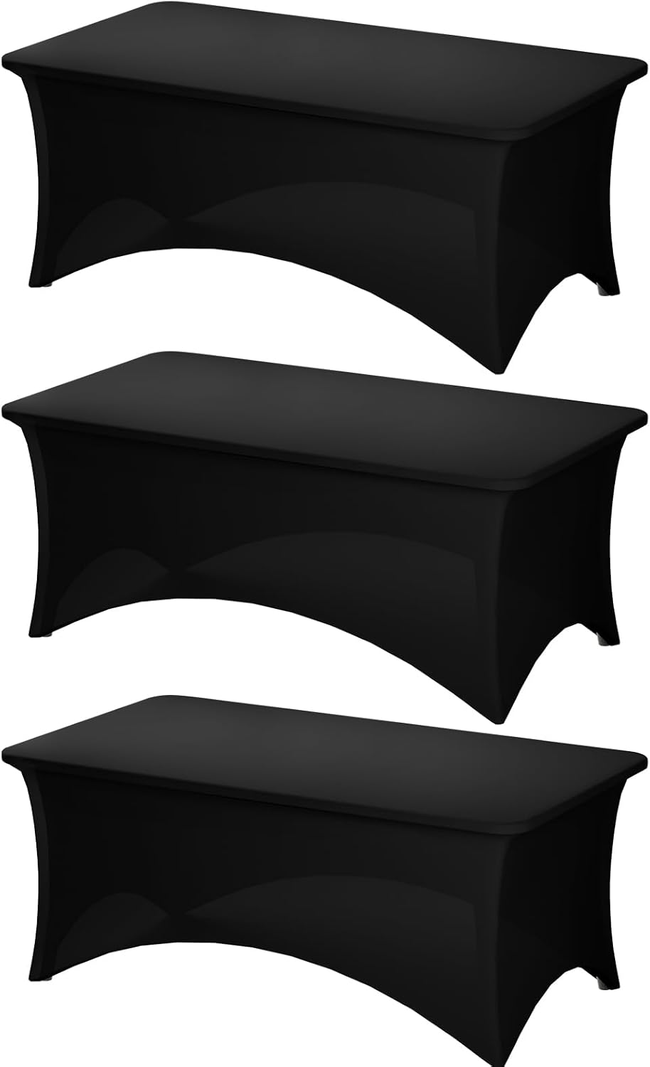 Fixwal 3 Pack Black Table Cloth for 6 Foot Rectangle Tables, Rectangular Tablecl...