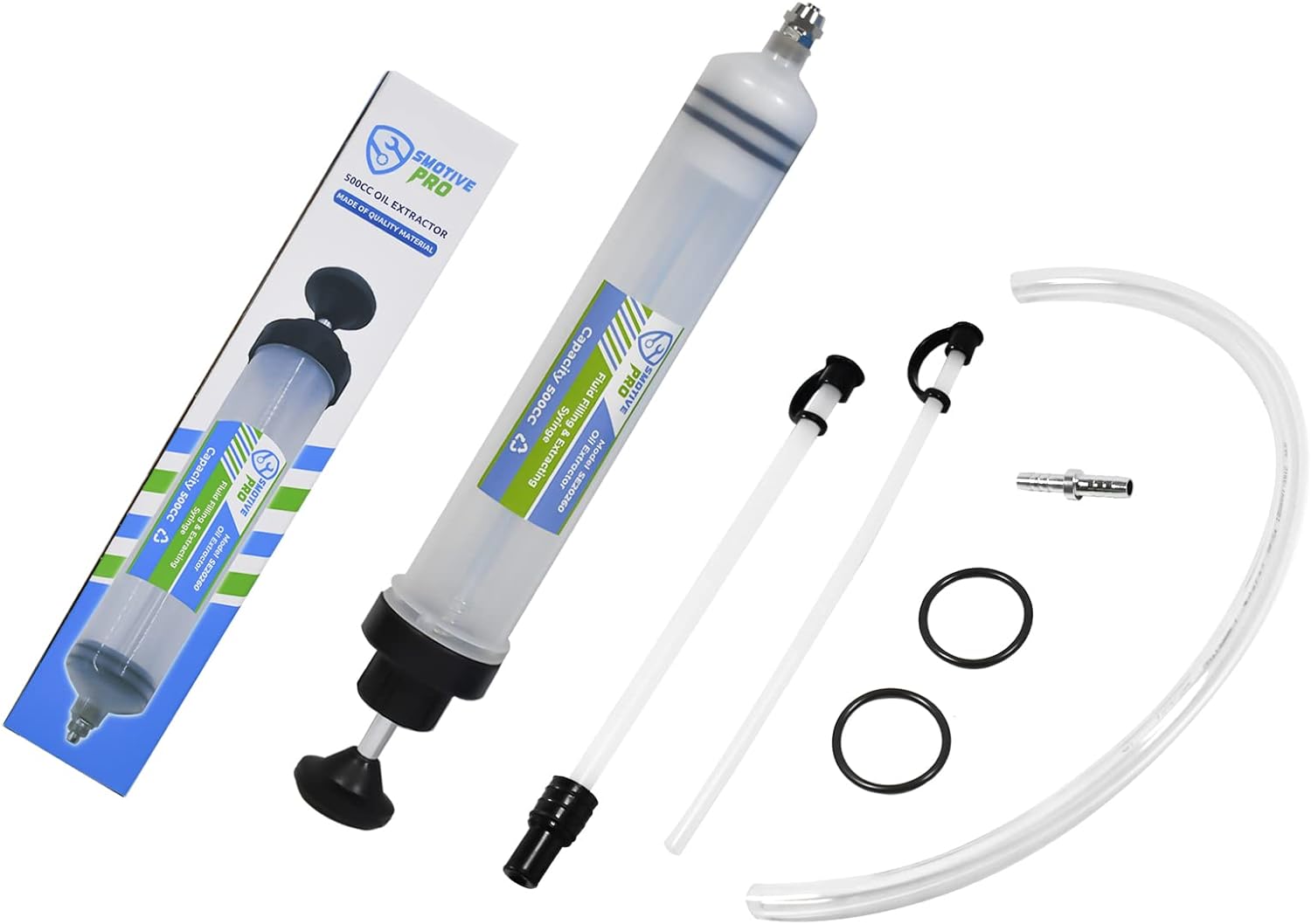 SMOTIVEPRO Oil Suction Syringe with Fluid Transfer Hose Pump Capacity 500cc Auto...