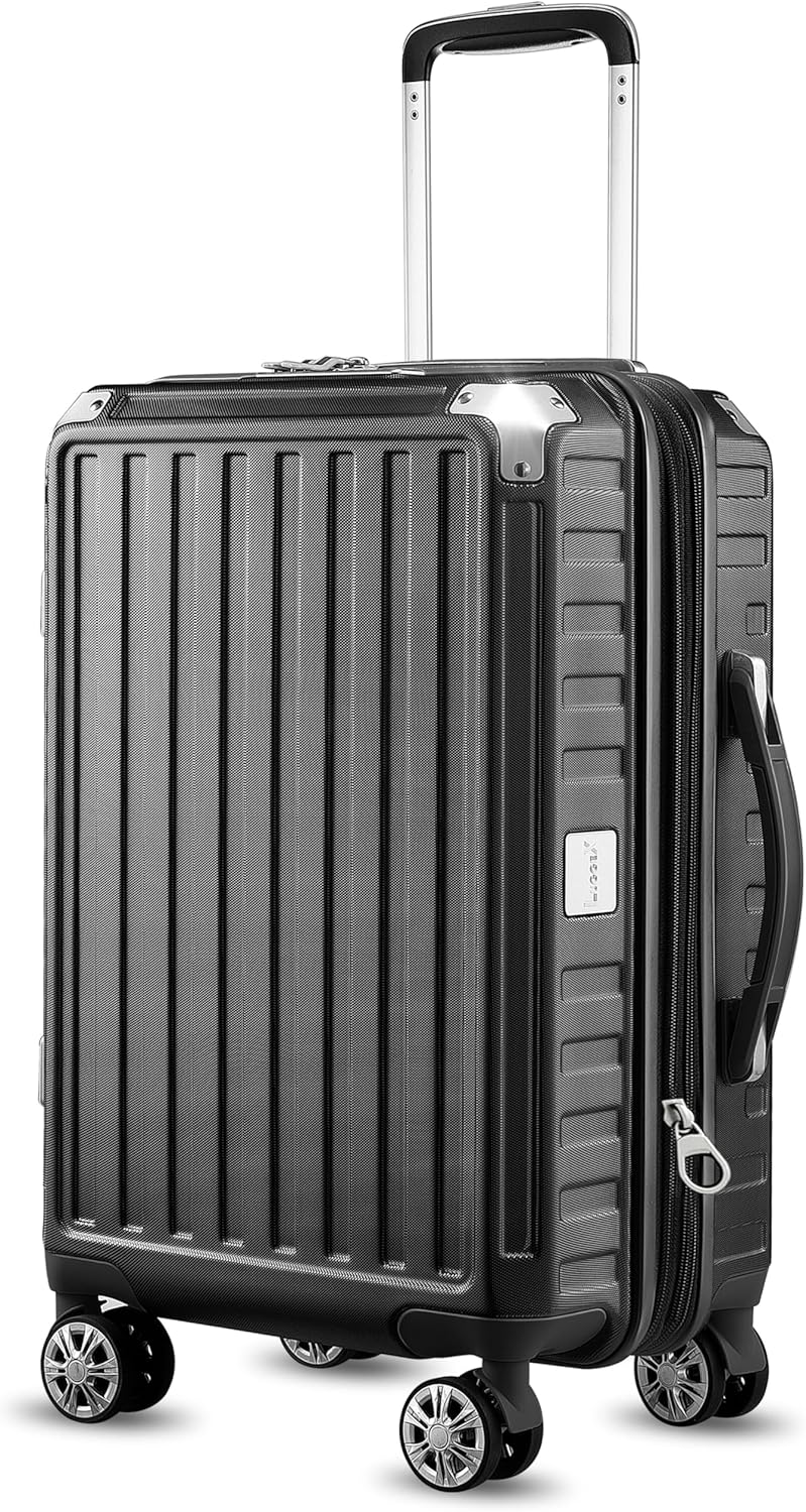 LUGGEX Carry On Luggage 22x14x9 Airline Approved, PC Expandable Hard Shell Suitc...