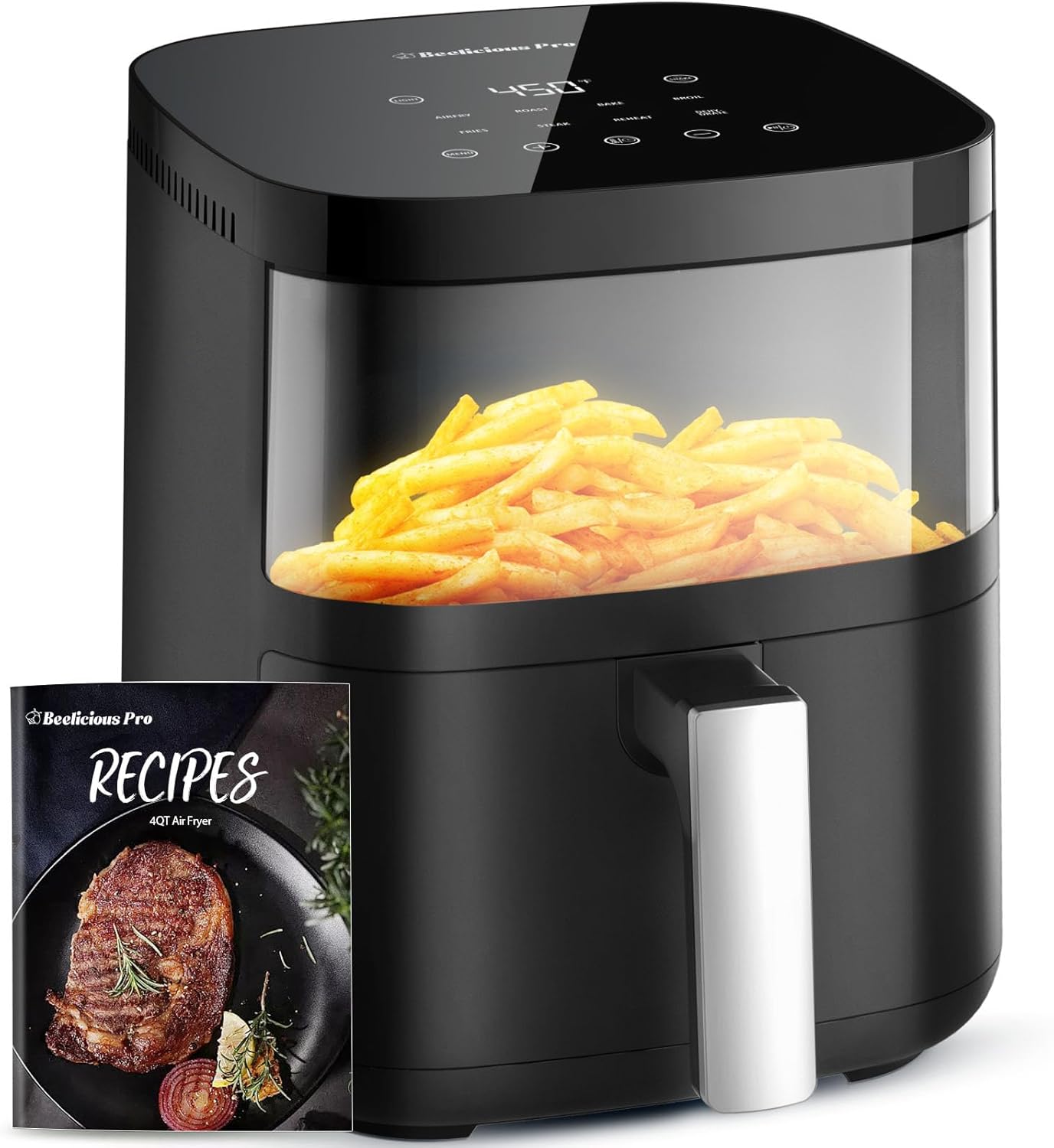 Air Fryer, Beelicious 8-in-1 Smart Compact 4QT Air Fryers, with Viewing Window,S...