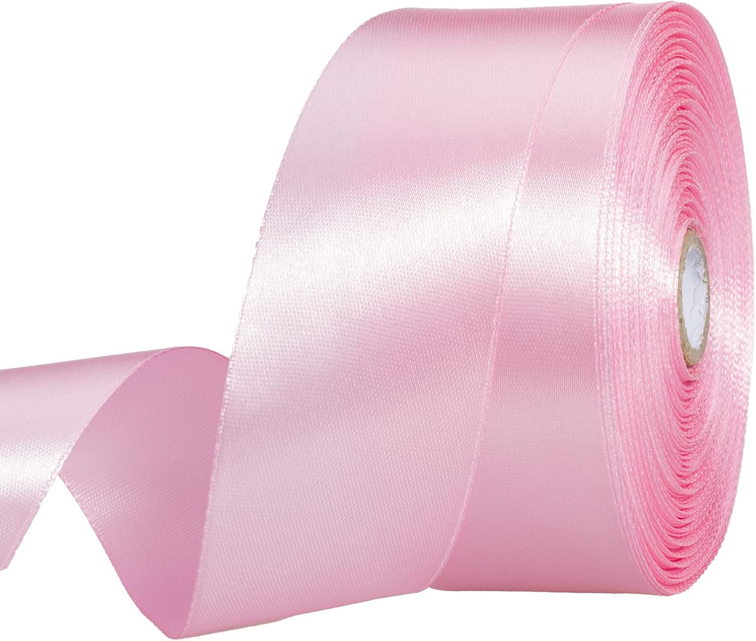 1 1/2 Inch Pink Solid Satin Ribbon, 50 Yards Craft Fabric Ribbon for Gift Wrappi...