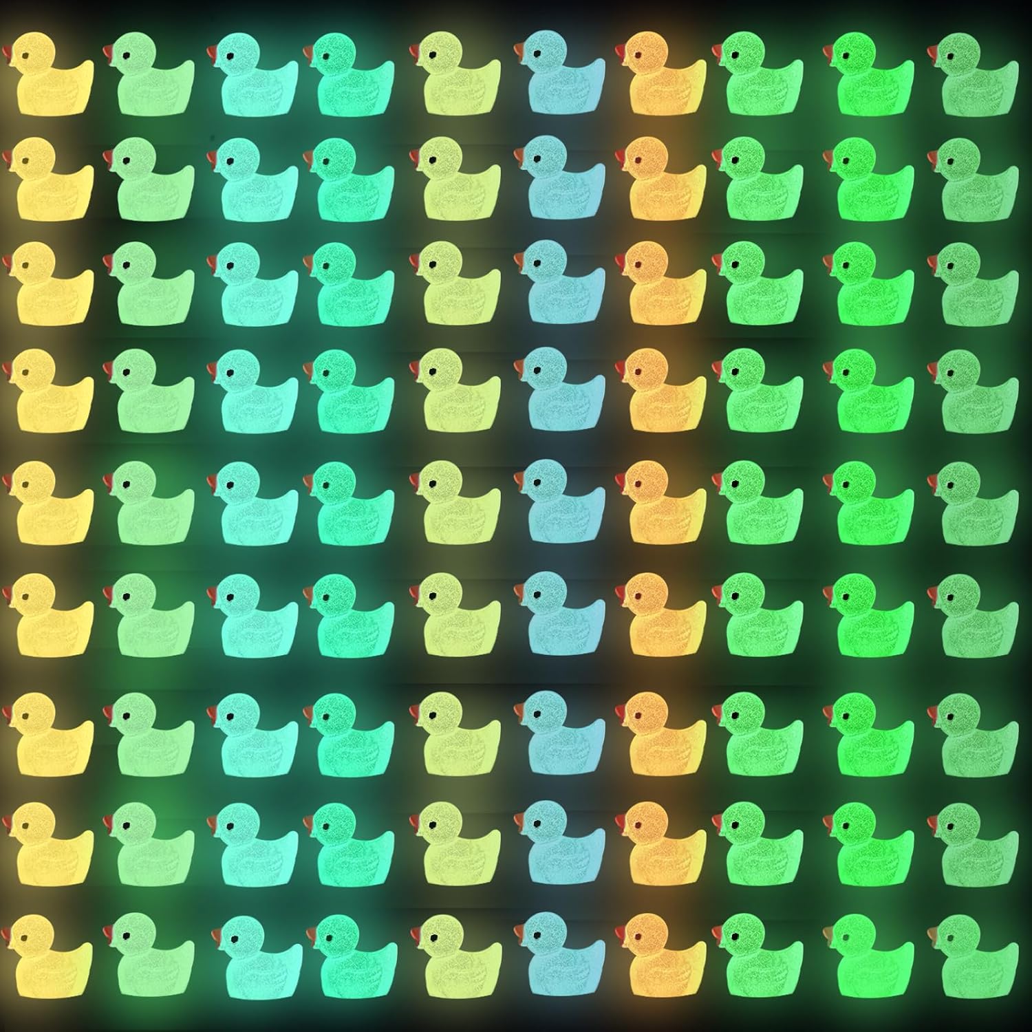 200pcs Luminous Mini Resin Duck 10 Colors Little Small Ducks Glow in The Dark Du...