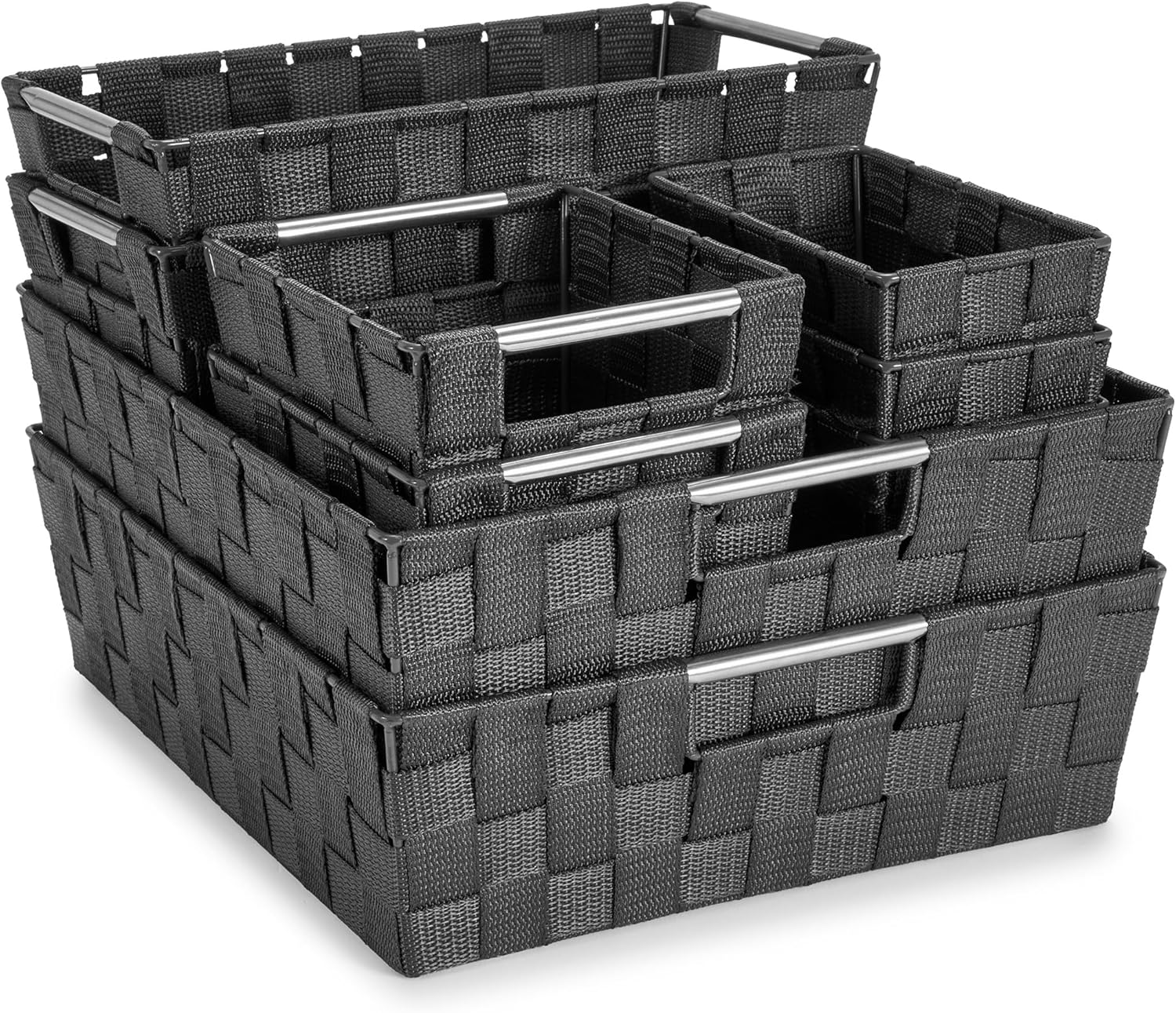 Sorbus Set of 9 Woven Storage Baskets – Mesh Hand-Woven Baskets for Organizing,...