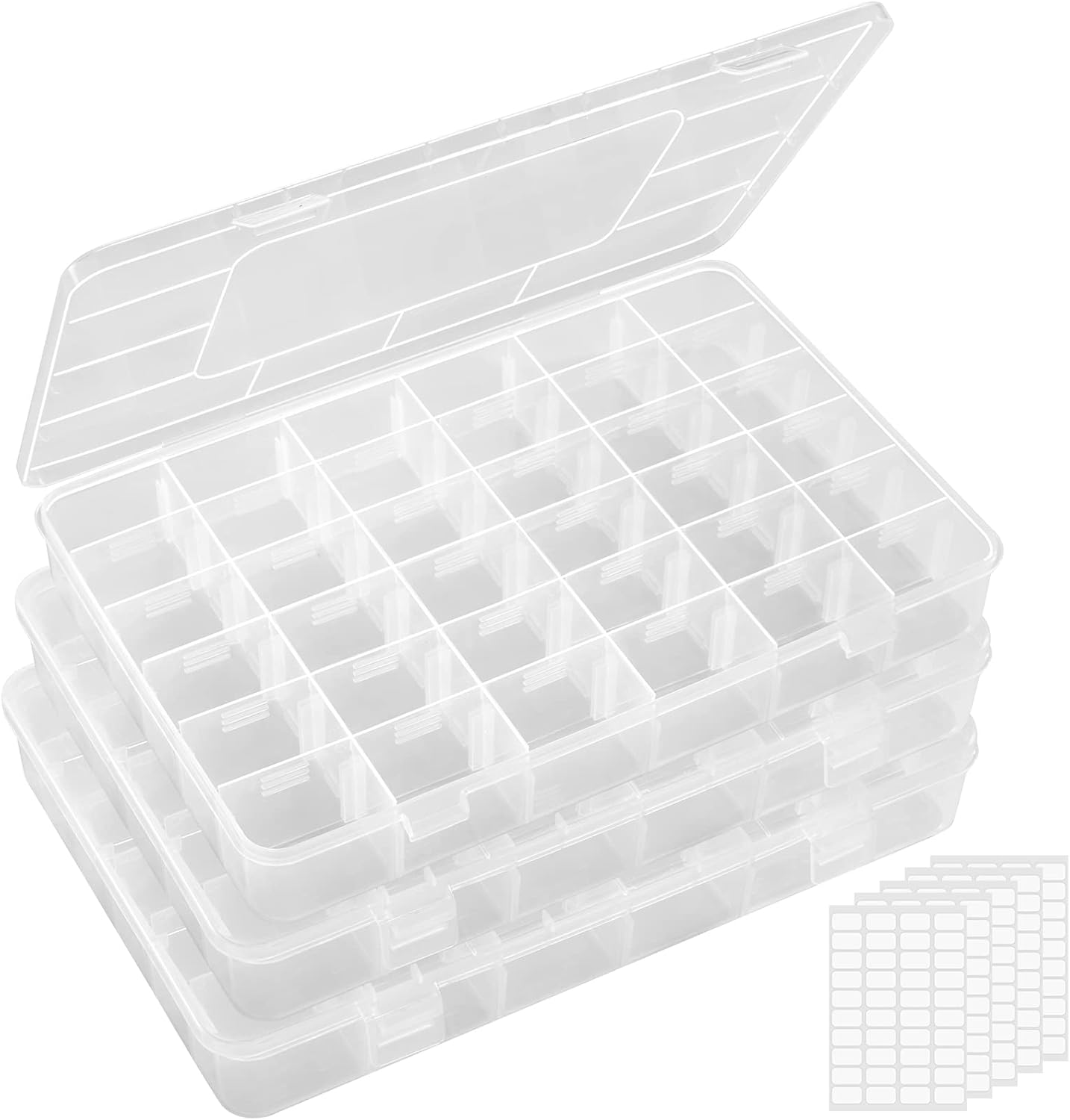 Lifewit 3 Pack 36 Grids Clear Stackable Plastic Organizer Storage Box Container...