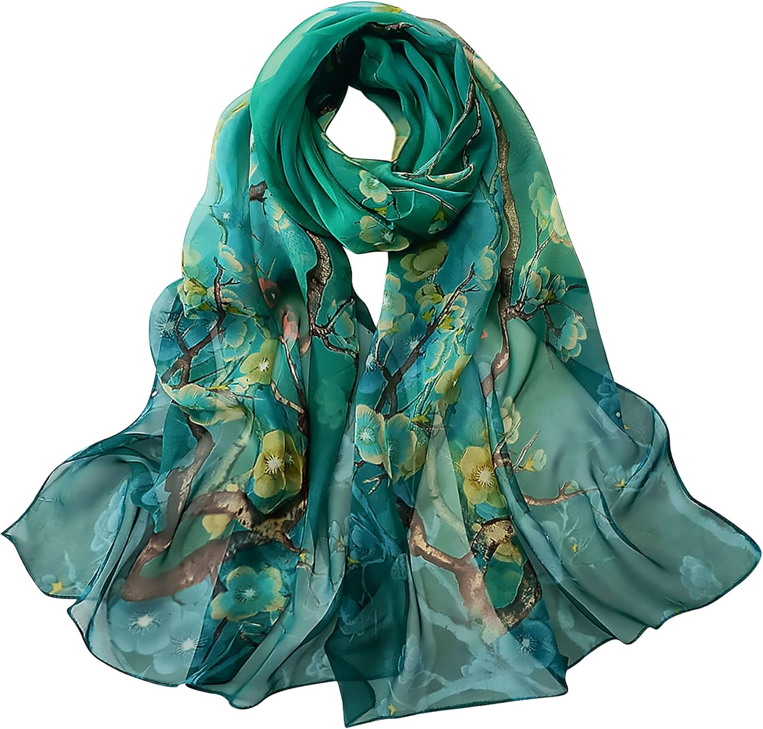 BLURBE Chiffon Scarf Women - Ladies Scarves Lightweight Floral Print Chiffon Sca...