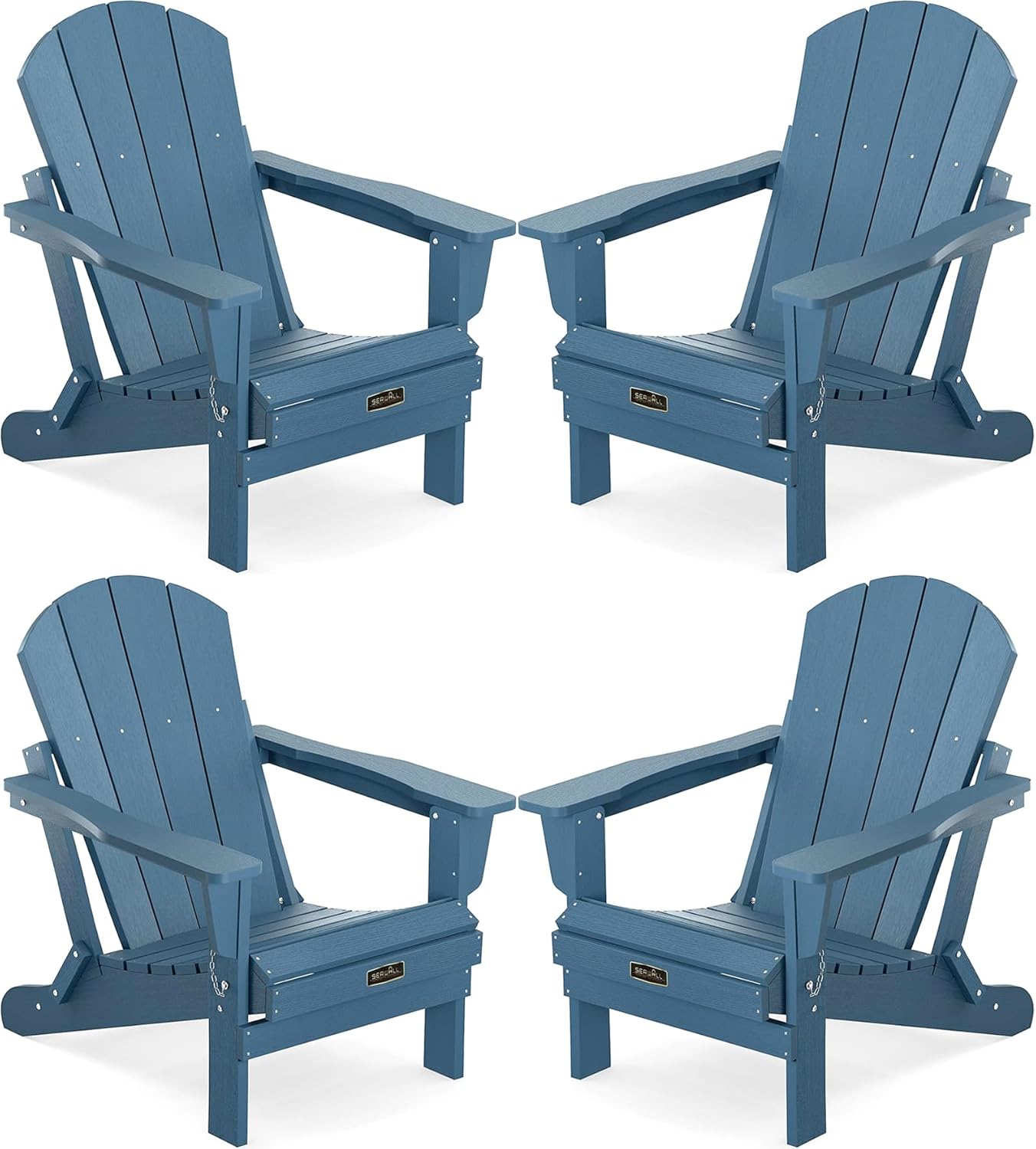 SERWALL Foldable Adirondack Chair Set of 4 for Patio Garden Outdoors Fire Pit-Oc...