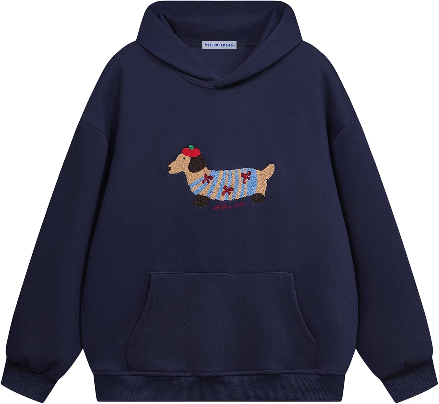 Aelfric Eden Cartoon Dog Hoodie Couple Hooded Sweatshirt Long Sleeve Pullover Ov...