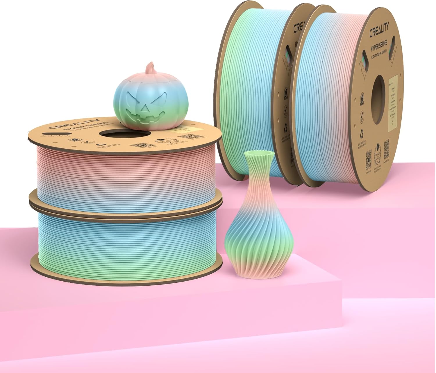 Creality Official Hyper PLA Filament Rainbow 4KG, 3D Printer Filament for High S...