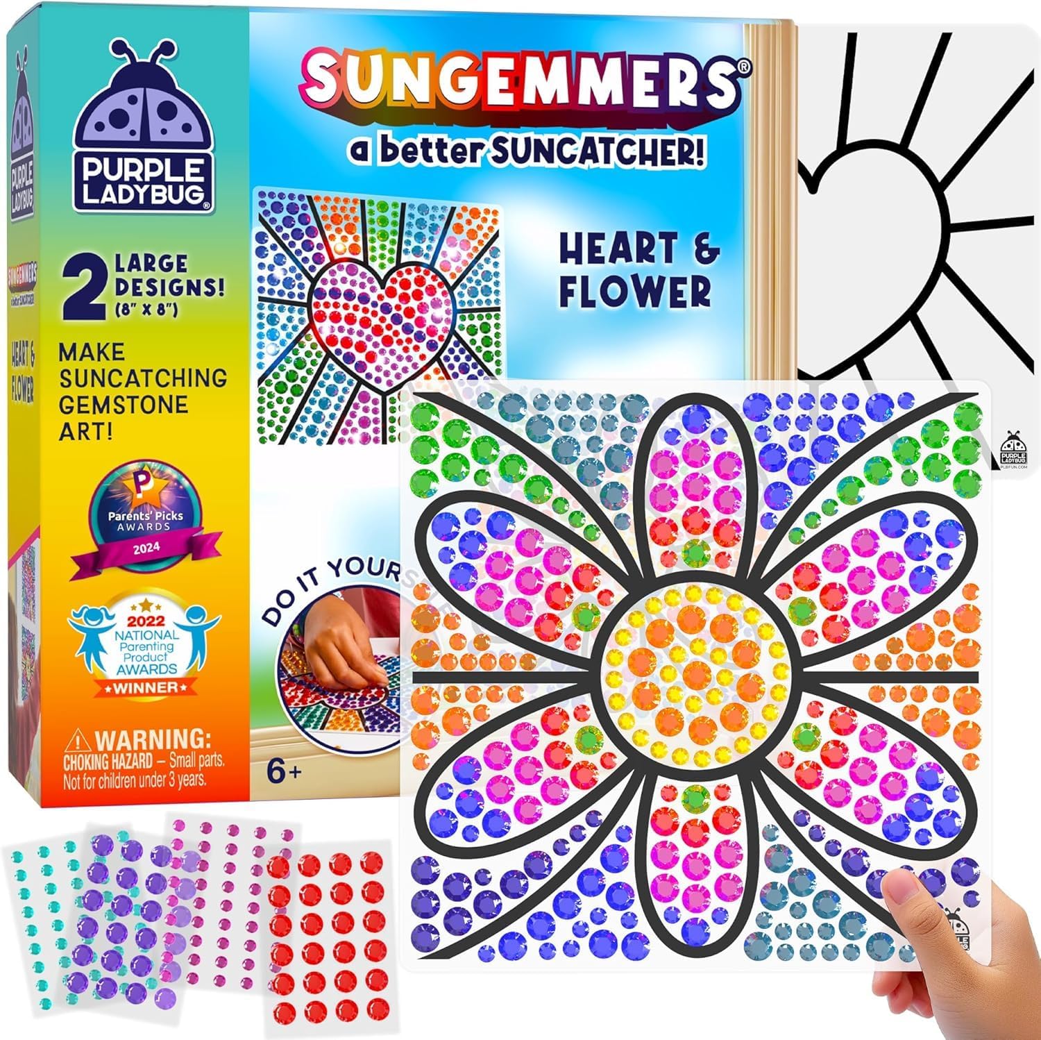 Sungemmers Heart & Flower Design Suncatcher Window Art – Mess-Free Craft Kits fo...
