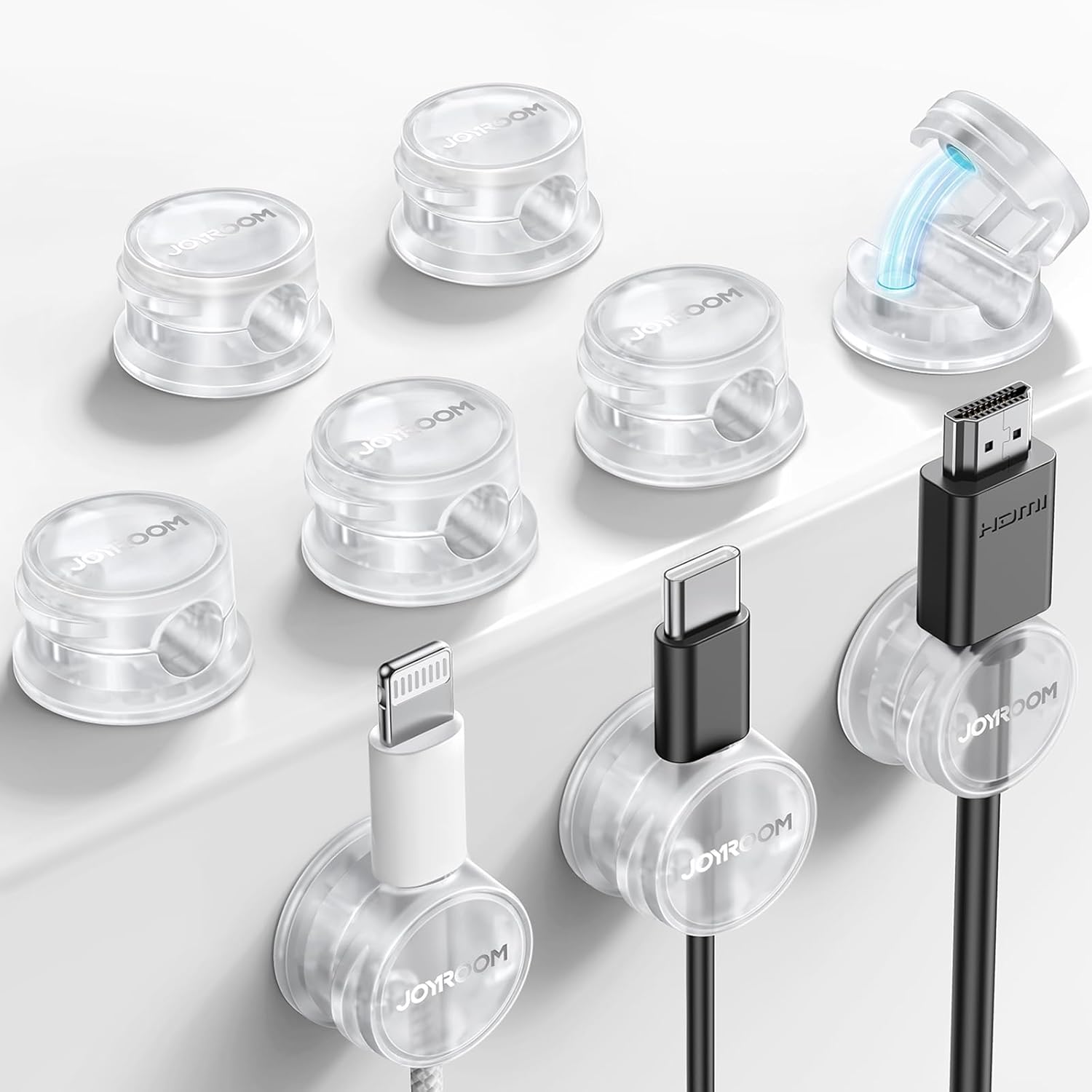 JOYROOM 9 Pack Cable Tidy Clips Cord Organiser Magnetic Cable Management Self Ad...