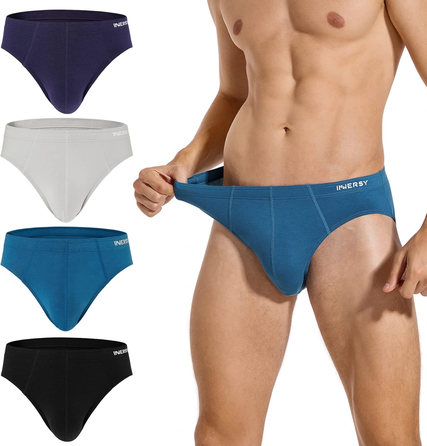 INNERSY Men's Underwear Briefs Multipack Soft Underpants Classic Midi Hipster Pa...