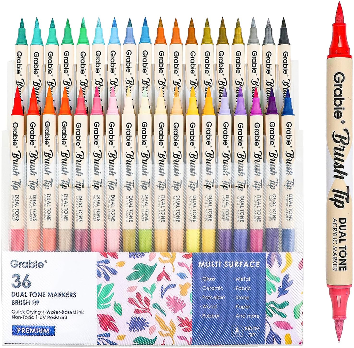 Grabie 72 Colors Paint Markers, Dual-Color Acrylic...