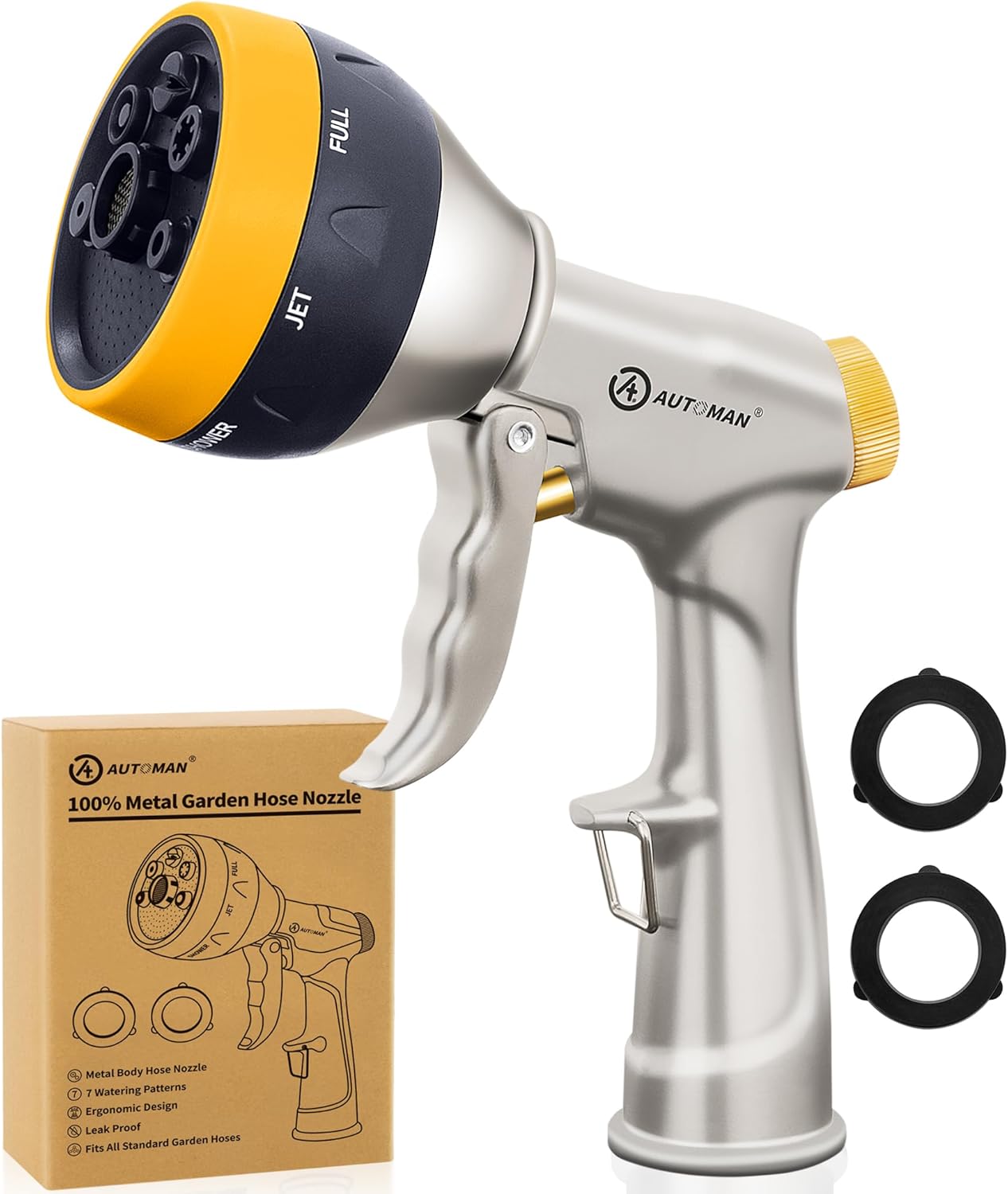 AUTOMAN Garden Nozzle Sprayer, High Pressure Spray Nozzle, 100% Metal Water Hose...