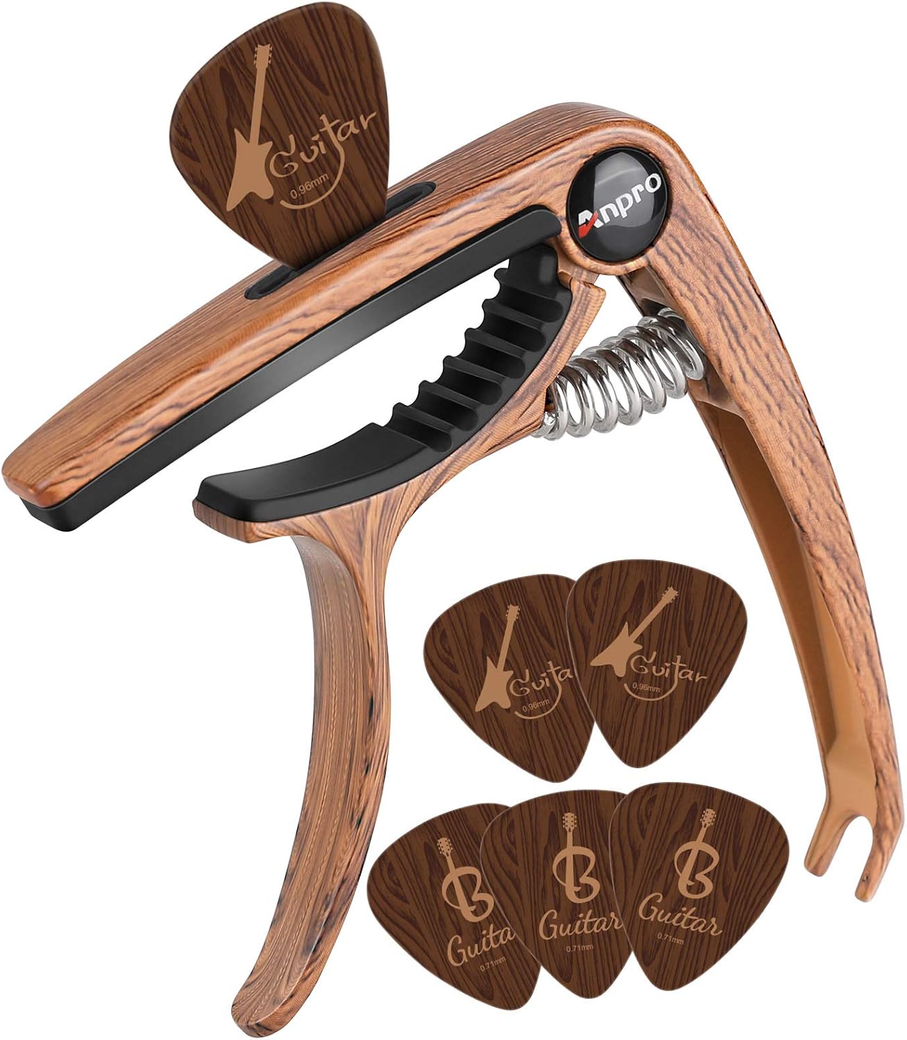 Anpro Guitar Capo with 6 Guitar Picks for Acoustic and Electric Guitar, Ukulele,...