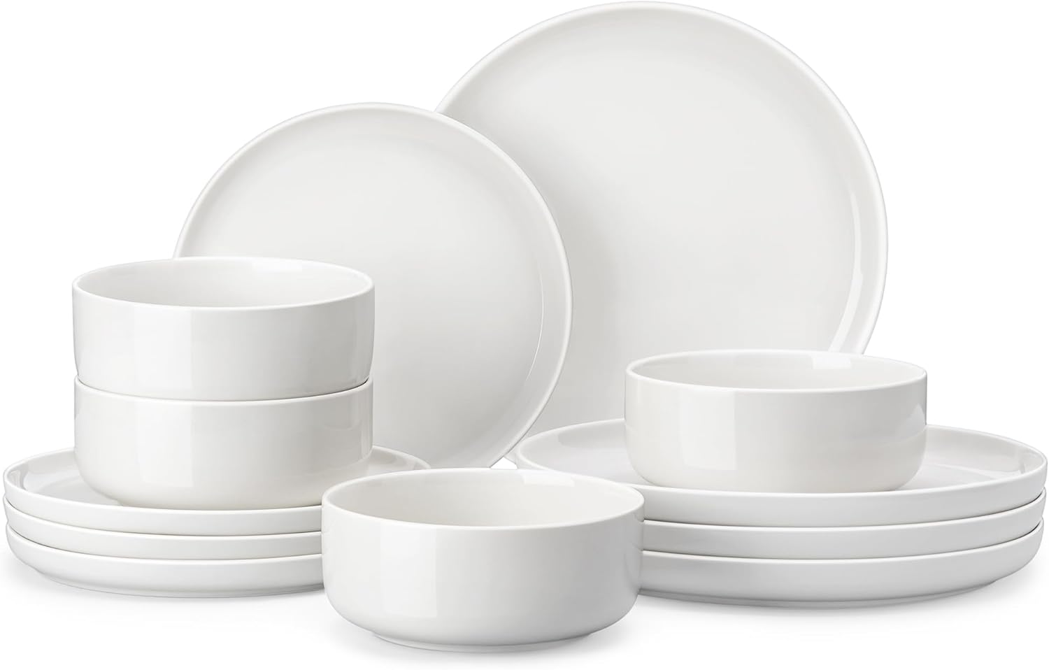 MALACASA Dinner Set for 4, 12 Pieces Porcelain Plates and Bowls Sets Dinnerware...