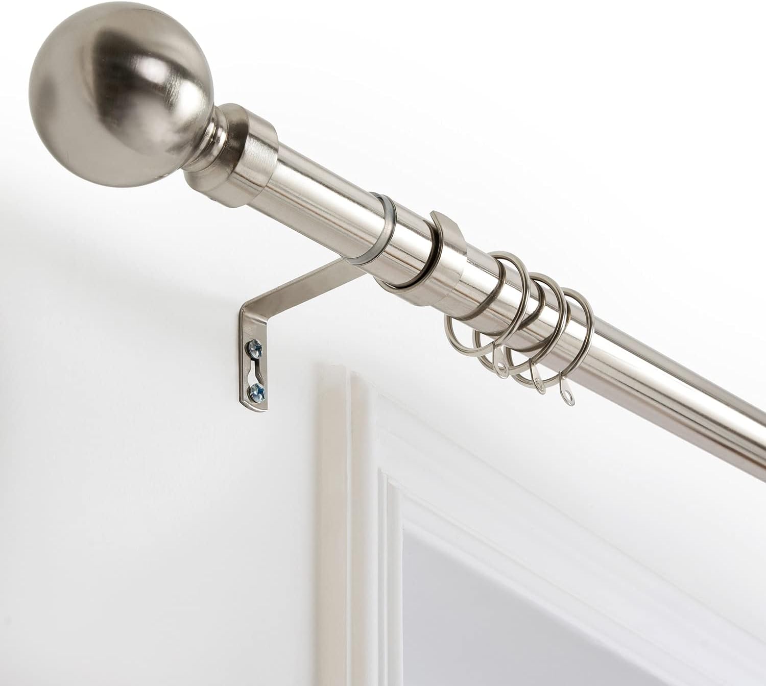 Oxford Homeware Curtain Poles Metal Extendable - Durable Plain Ball Curtain Pole...