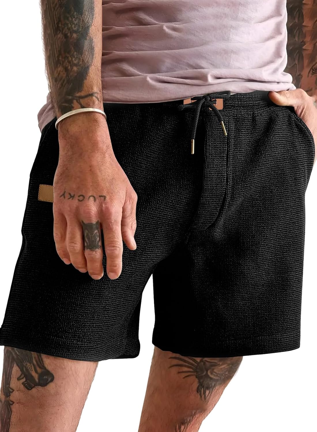 JMIERR Men's Casual 5"/ 7" Shorts Waffle Elastic Waist Drawstring Workout Runnin...