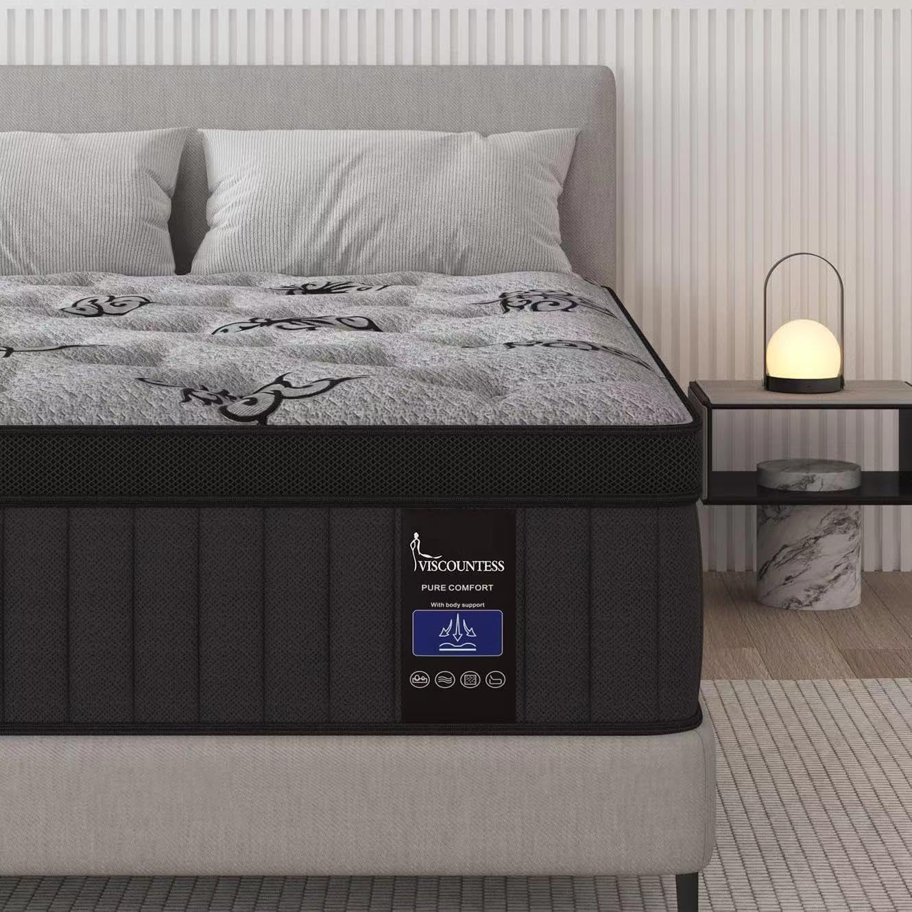 Queen Mattress, 14 Inch Euro Top Mattress Medium Firm for Back & Lumbar Support,...