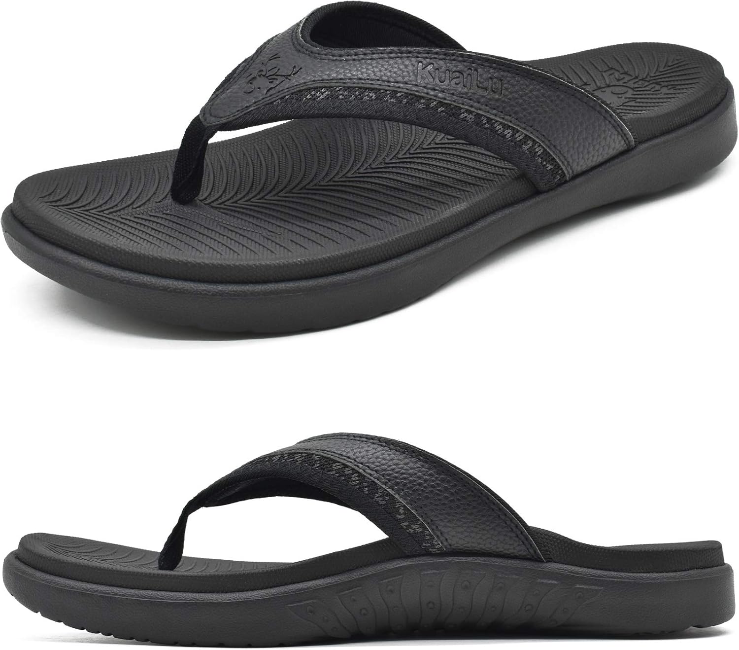 KuaiLu Men's Flip Flops Sport Thong Sandals with Comfort Plantar Fasciitis Arch...