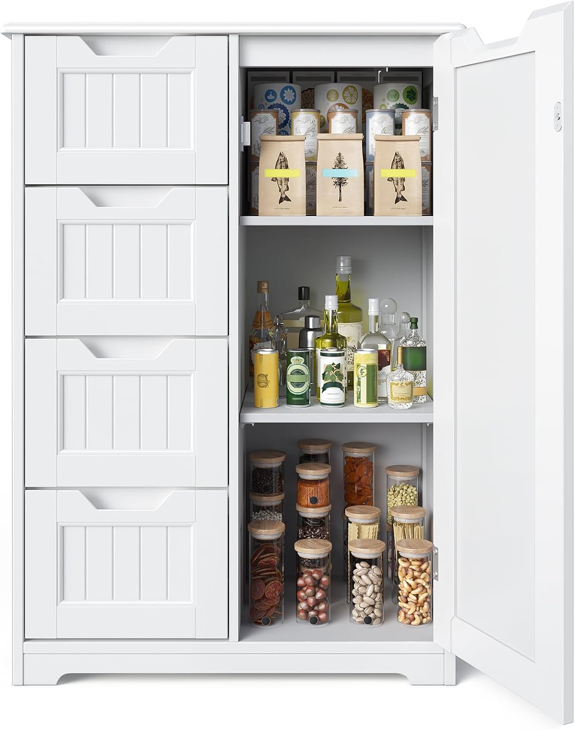 Gizoon 33" Kitchen Pantry Storage Cabinet with Door and Shelves, Small Food Pant...