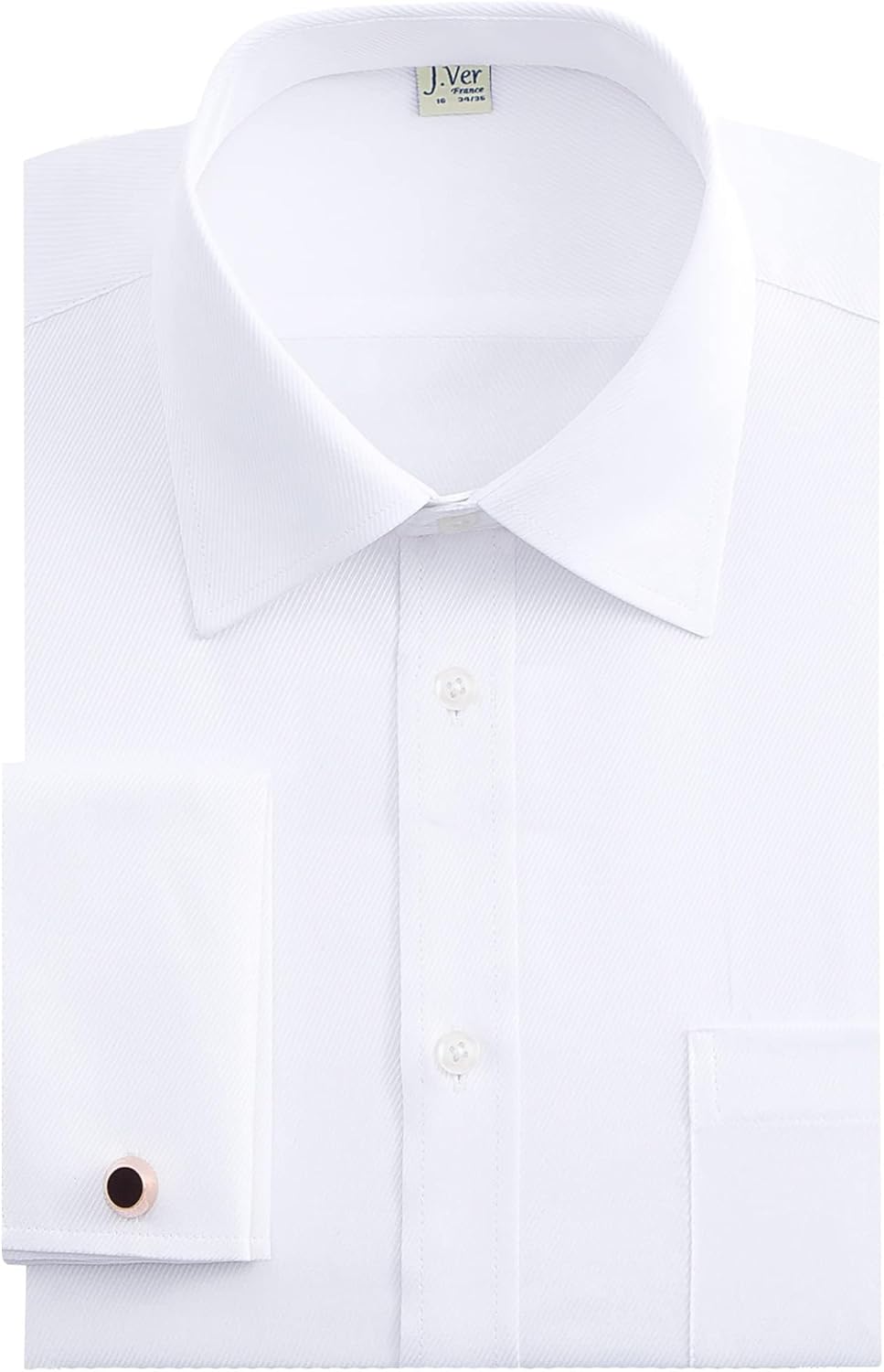 J.VER Men's Formal Shirt Double Cuff Long Sleeve Cufflinks Dress Shirt Work Busi...