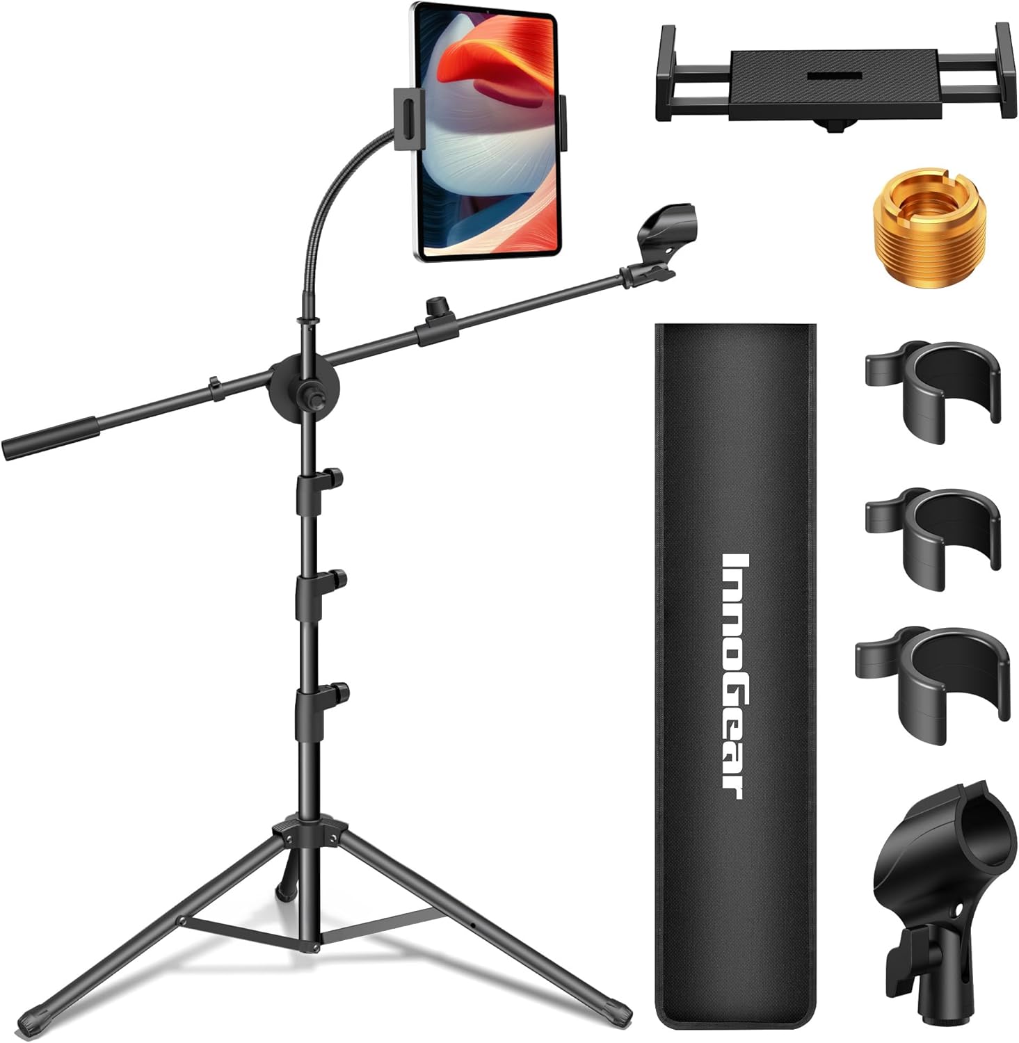 InnoGear Mic Stand, 6 in 1 Microphone Stand Floor with Tablet Phone Holder Heigh...