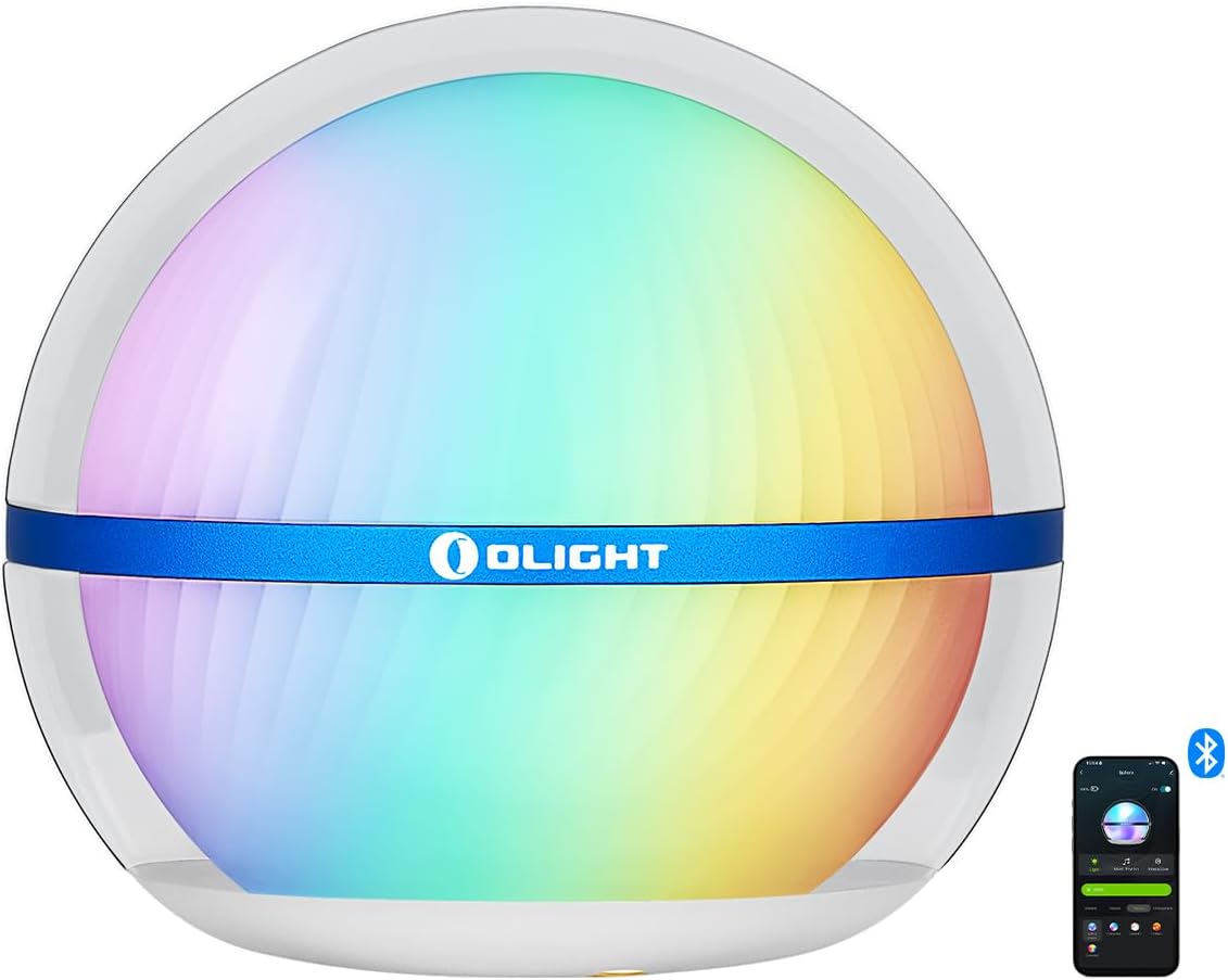 OLIGHT Sphere Smart Night Light, 75 lumens Stepless Dimming Table Lamp with Remo...