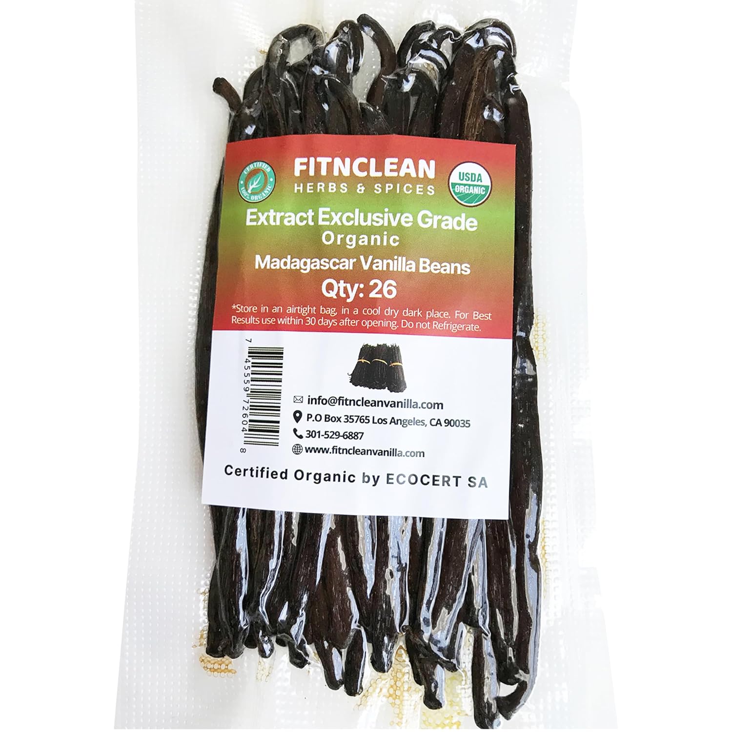 26 Organic Madagascar Vanilla Beans Extract Exclusive Grade B| 4.5" - 5.5" by FI...