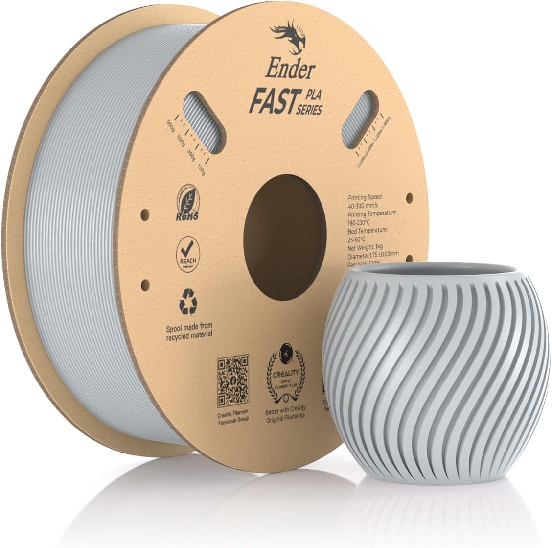 Creality Ender Fast PLA Filament 1.75mm, 3D Printer Filament High Speed up to 30...