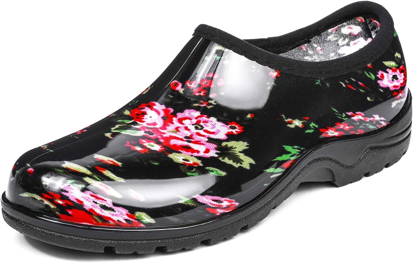 DKSUKO Waterproof Garden Shoe for Women Outdoor Slip-On Rain Boots Short Ankle W...