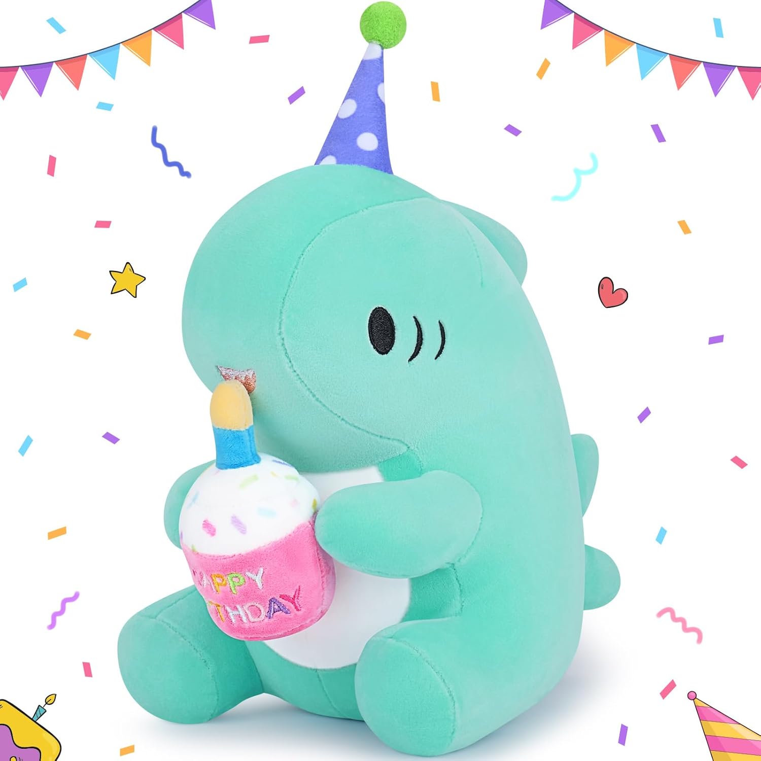 Auspicious beginning Birthday Gift Shark Plush Stuffed Animal, 11.8'' Kawaii Sof...