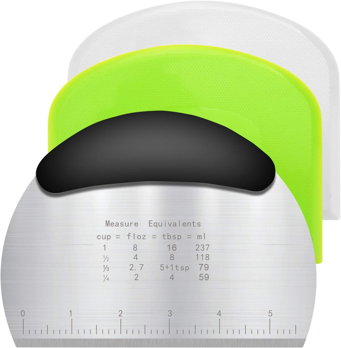 Vicloon 3 Pcs Dough Scraper Cutter, Stainless Steel Dough Scraper with Handle an...