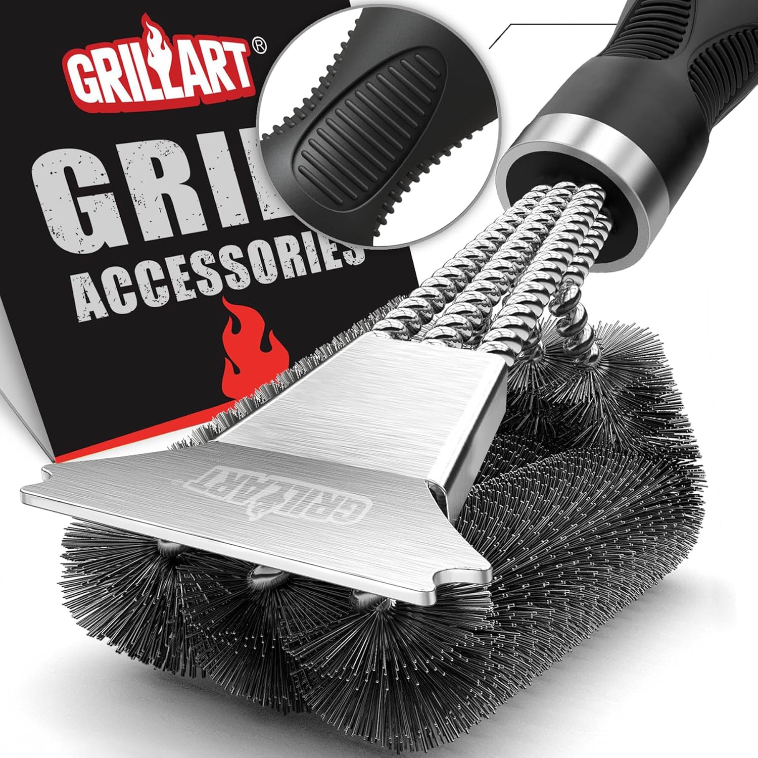 GRILLART Grill Brush and Scraper, Extra Strong BBQ Cleaner Accessories, Safe Wir...