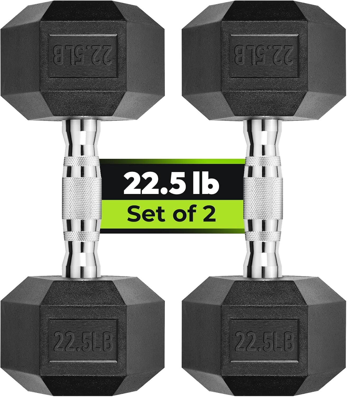 Hex Dumbbell Set, 2.5-125 lb Rubber Encased Exercise & Fitness Dumbbells, Weight...