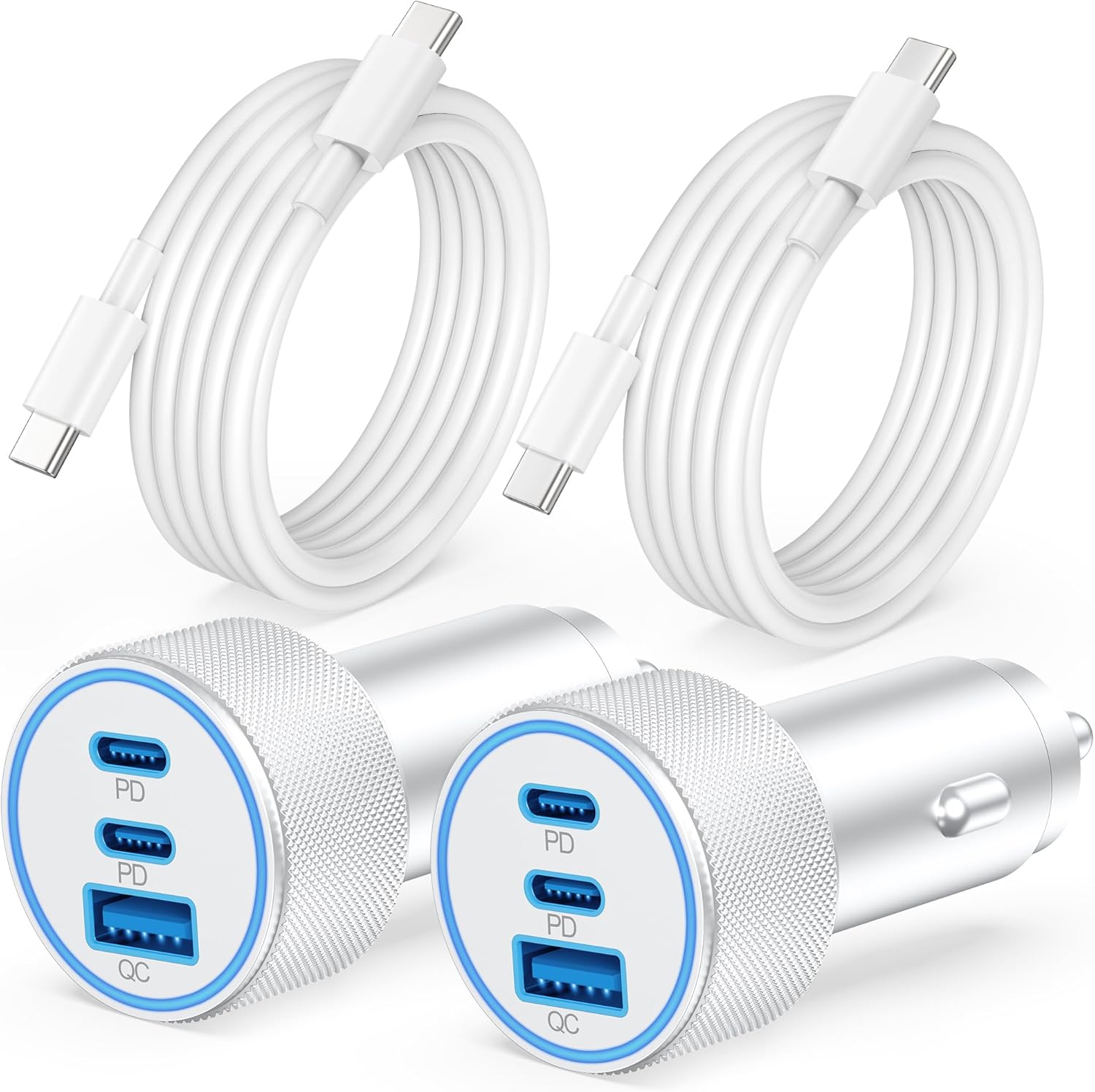 [3 in 1] USB C Car Charger, 2-Pack 67W 3-Port Super Fast Type C Car Charger for...