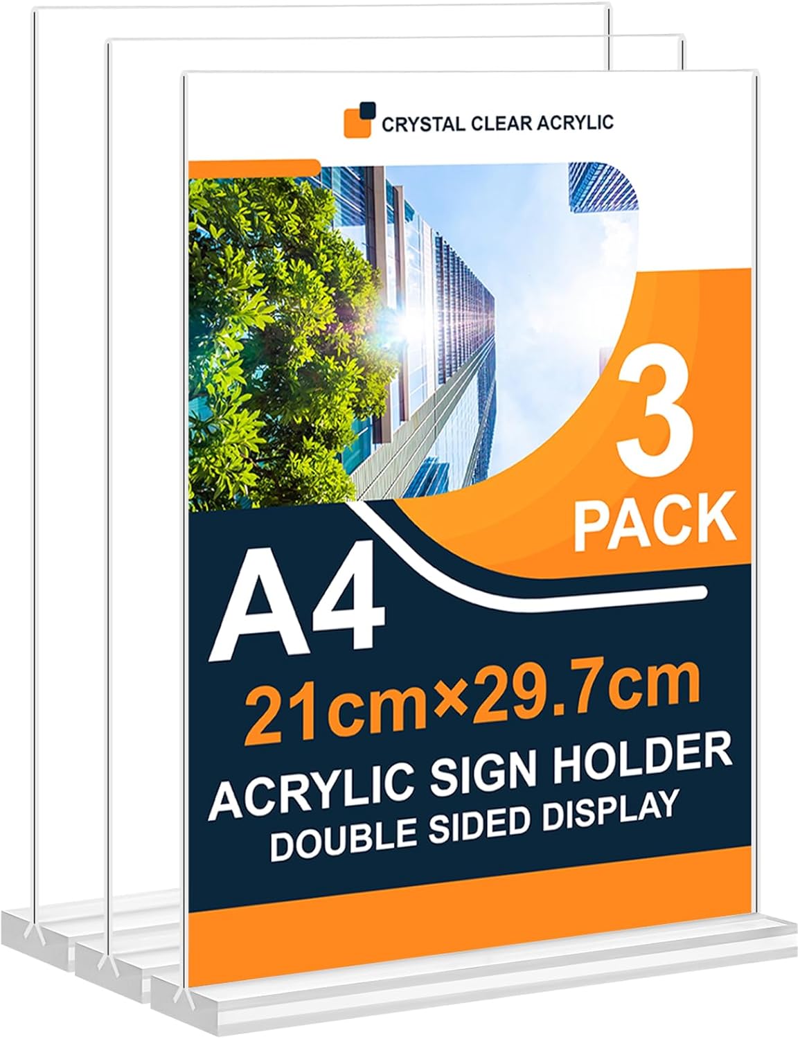 Arrobust A4 Acrylic Sign Holder, 3 Pack Clear Display Table Signs Stand, Double...
