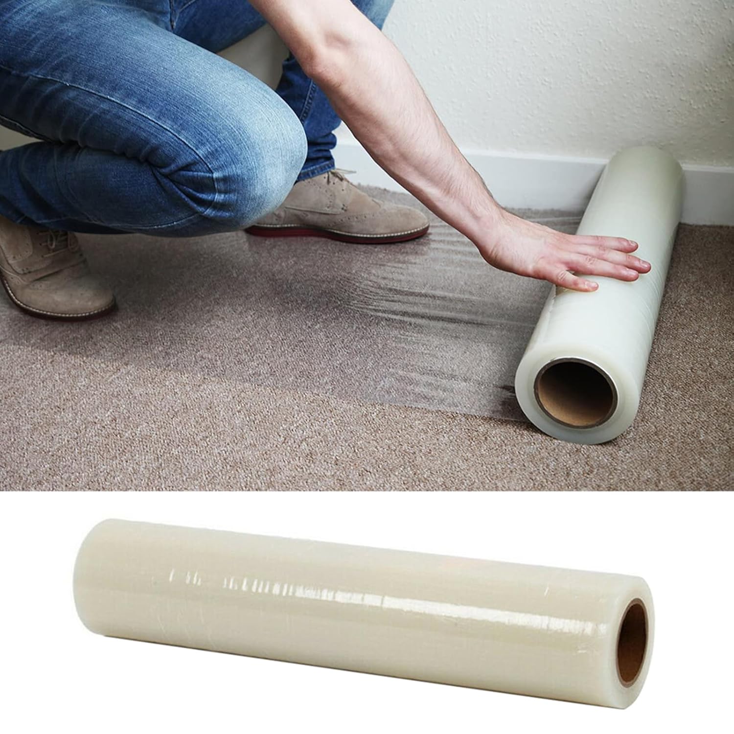 Warmiehomy Carpet Protector Roll Self Adhesive,60cm*50m Waterproof Carpet Protec...