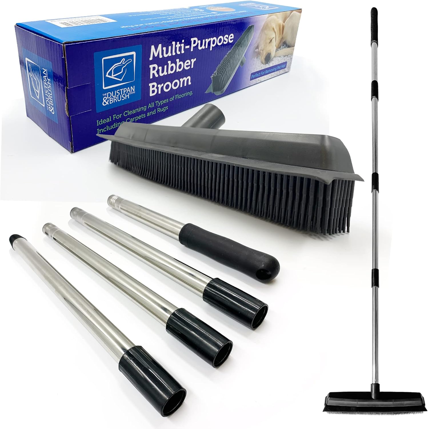 Rubber Broom Carpet Brush Indoor Floor & Carpet Sweeper Silicone Bristle Remove...