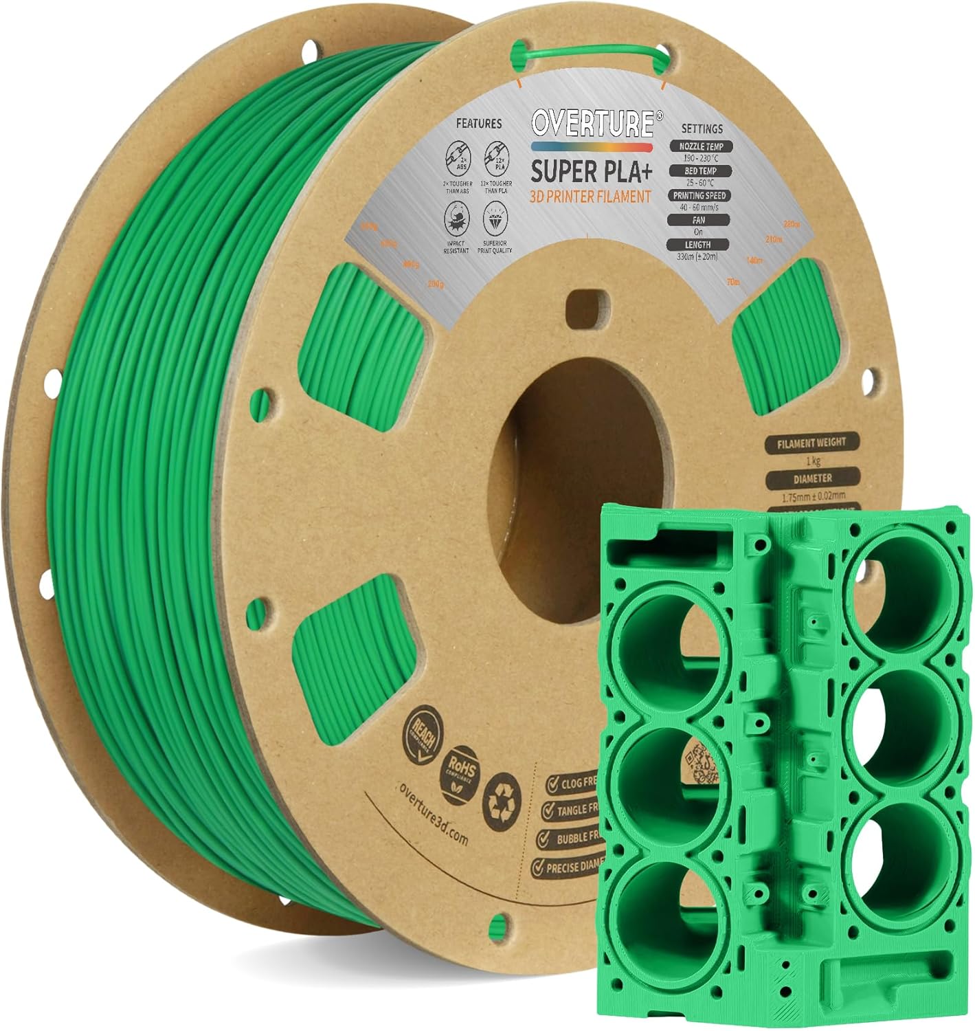OVERTURE Super PLA+ Filament, PLA Plus 1.75mm PLA Professional Toughness Enhance...