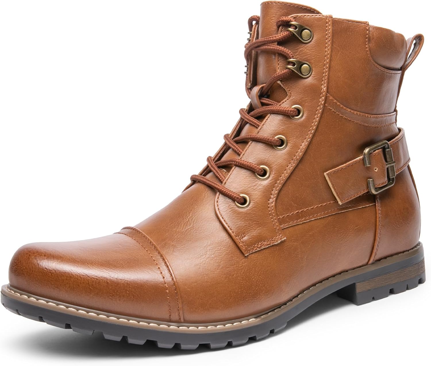 Bruno Marc Men's Motorcycle Combat Boots Zipper Biker Boot 10.5 Brown-3