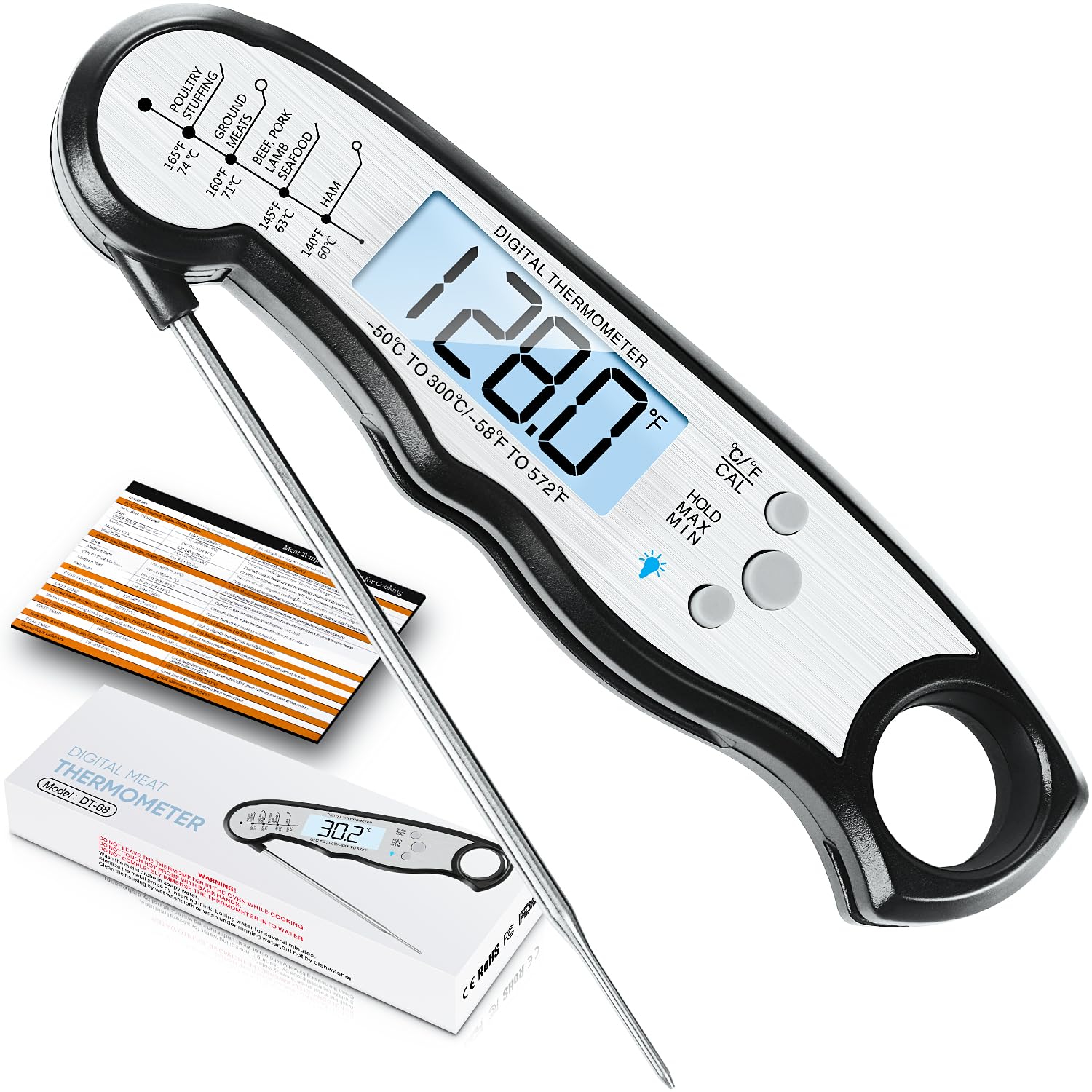 Digital Meat Thermometer, Waterproof Instant Read...