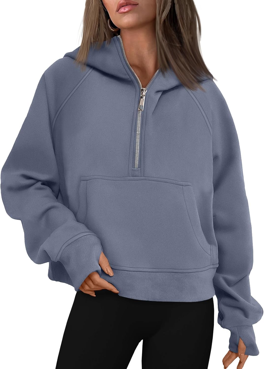 AUTOMET Womens Hoodies Half Zip Sweatshirts Fleece Jackets Tops Oversized Pullov...