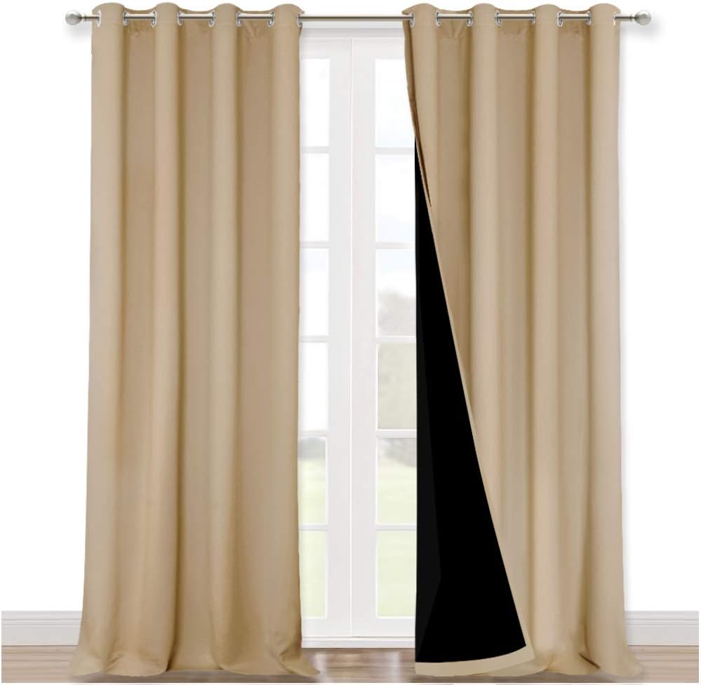 NICETOWN Thermal Insulated 100% Blackout Curtains, Noise Reducing Performance Dr...