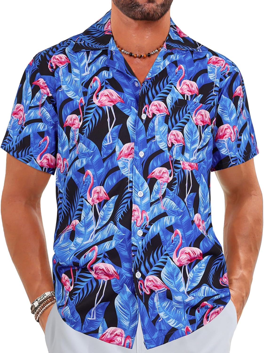 ELETOP Men's Hawaiian Shirt Quick Dry Tropical Beach Shirts Short Sleeve Aloha H...