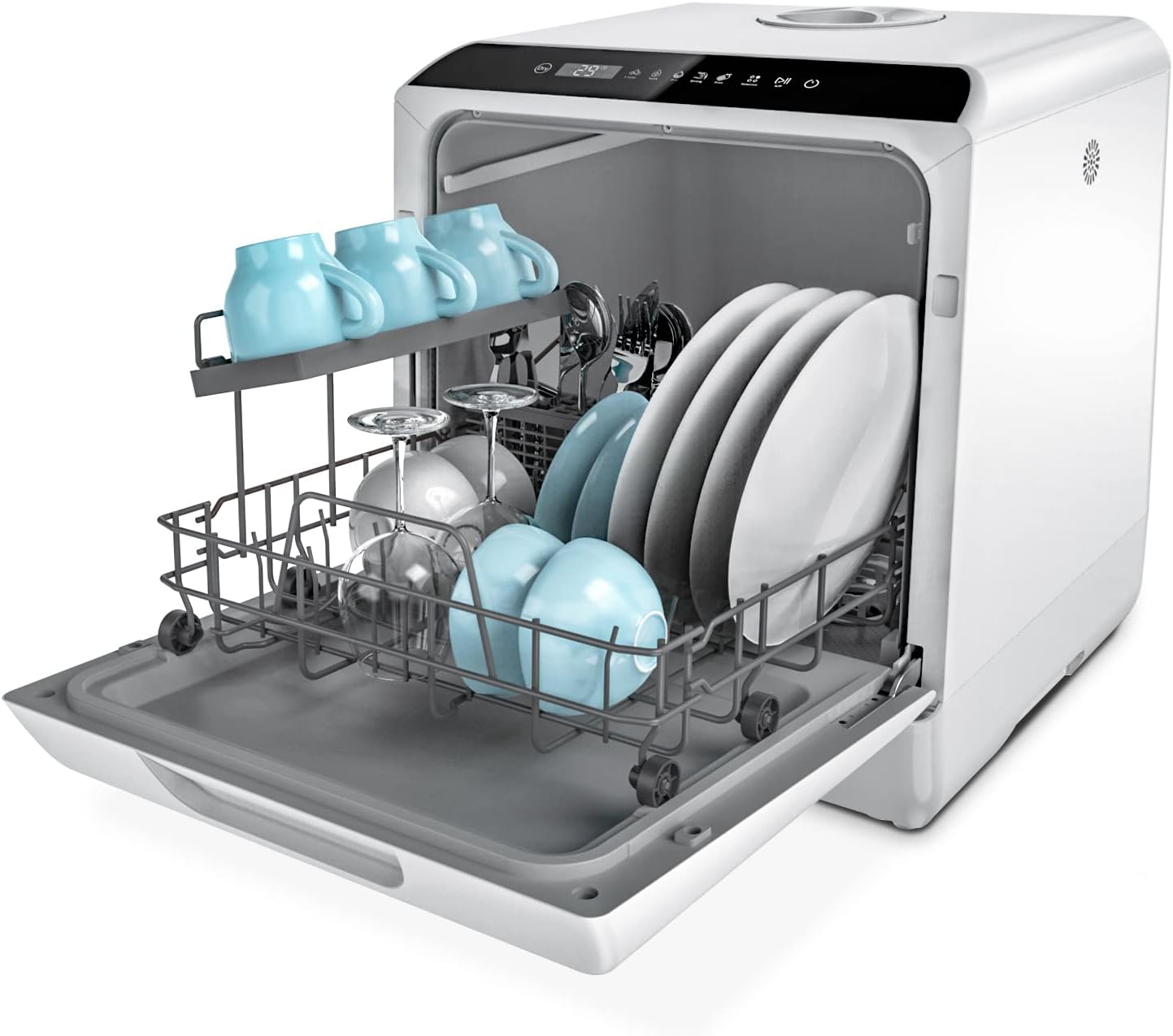 Hermitlux Countertop Dishwasher, 5 Washing Programs Portable Dishwasher With 5-L...